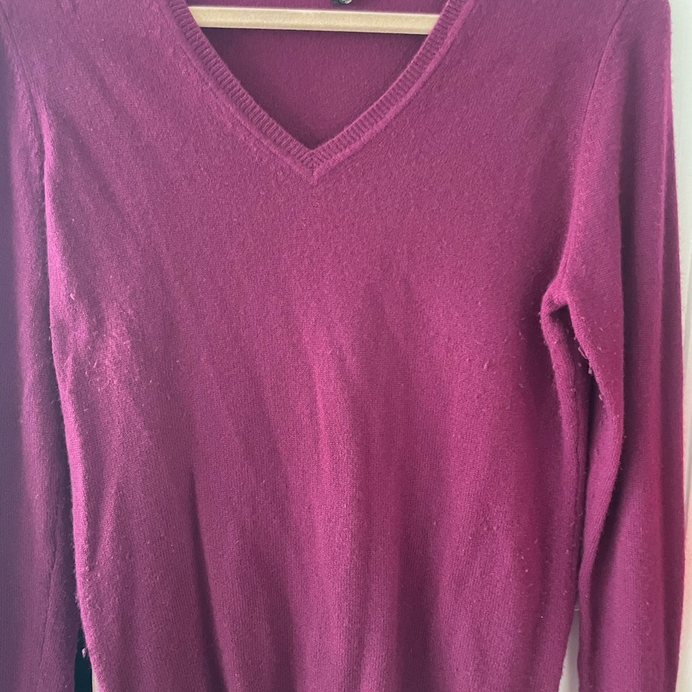 Cashmere Women's V-Neck fitted Sweater - Charter club Macys Burgundy